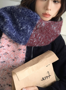 围巾女款2025新款冬加厚女生粉色蓝色时尚洋气高档围巾韩系氛围感