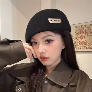 洋气 八角贝雷帽女显脸小冬黑色小头围时尚 帽子贝雷帽女款 2025新款