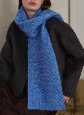 围巾女款2025新款冬披肩羊毛蓝色毛毛时尚洋气高档围巾轻奢高级感
