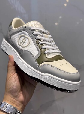 斯丹品牌男鞋2025夏季新款拼接刺绣休闲鞋时尚百搭高端拼色板鞋