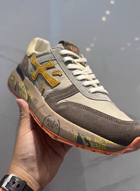 进口品牌男鞋2025春秋款时尚复古反绒皮拼接休闲鞋轻奢潮流运动鞋