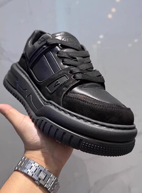 2025秋冬新款真皮男鞋厚底增高气垫休闲鞋时尚百搭休闲潮流板鞋男