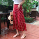 高腰显瘦红色a字裙子胖m中长款 波点半身裙女夏季 2025大码 雪纺长裙