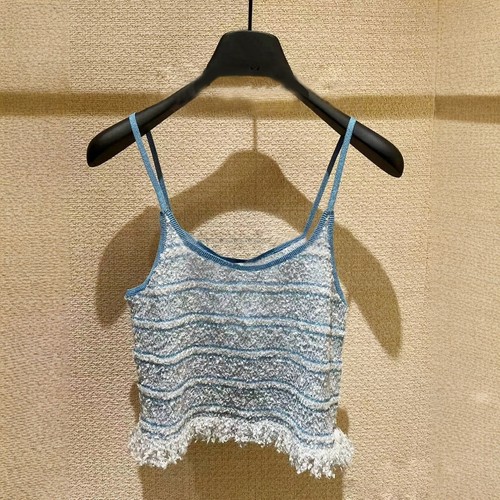 南油高定26C小香风双C字母流苏针织吊带背心辛芷蕾明星同款女百搭