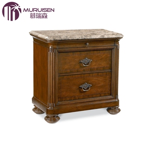 纯美式实木床头柜欧式卧室床边小柜子储物柜板栗色床边柜尺寸定制