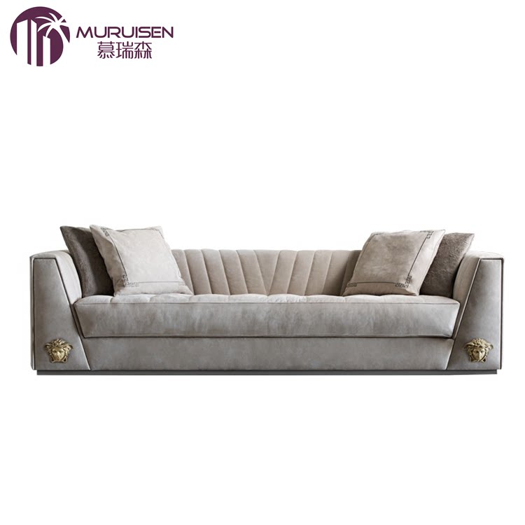意式轻奢范思哲versace沙发三人组 别墅客厅后现代磨砂皮真皮组合