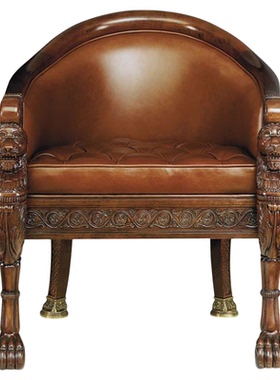 STATELY HOMES狮王椅子摄政王式座椅狮头椅扶手椅美式复古书椅