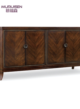 Hooker胡克家具美式复古做旧胡桃色实木餐边柜玄关柜收纳柜装饰柜