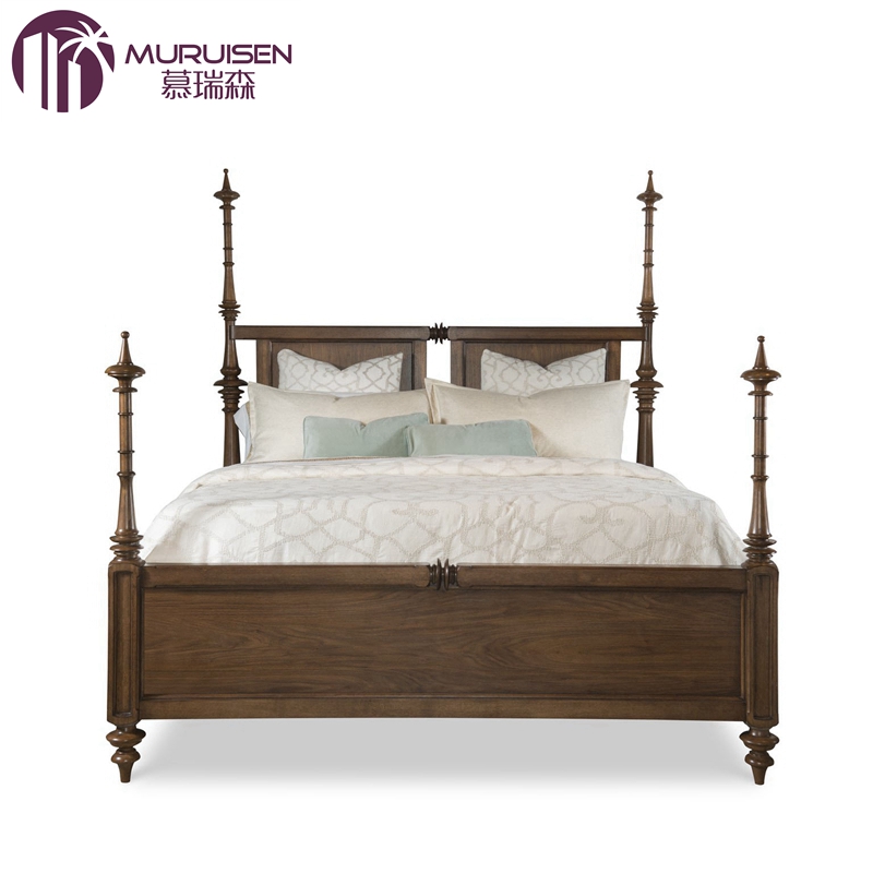 全实木欧式风黑色双人床高端定制