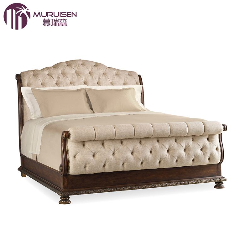 hooker胡克家具卧房布艺雪橇床