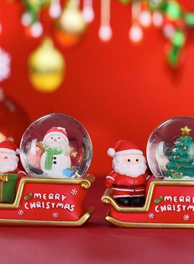 球平安夜雪花梦幻彩灯装饰雪车