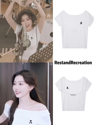 一枝南南同款｜韩国RestandRecreation新款一字领露背短袖T恤上衣