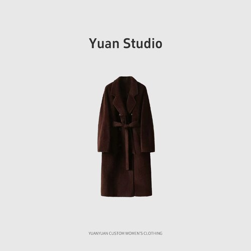 【YUAN】1500克衣长110，秘鲁苏力羊驼毛经典大衣Y1190