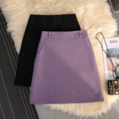 设计感西装 高级感紫色刺绣a字半身裙女春季 2026新款 气质显瘦中裙