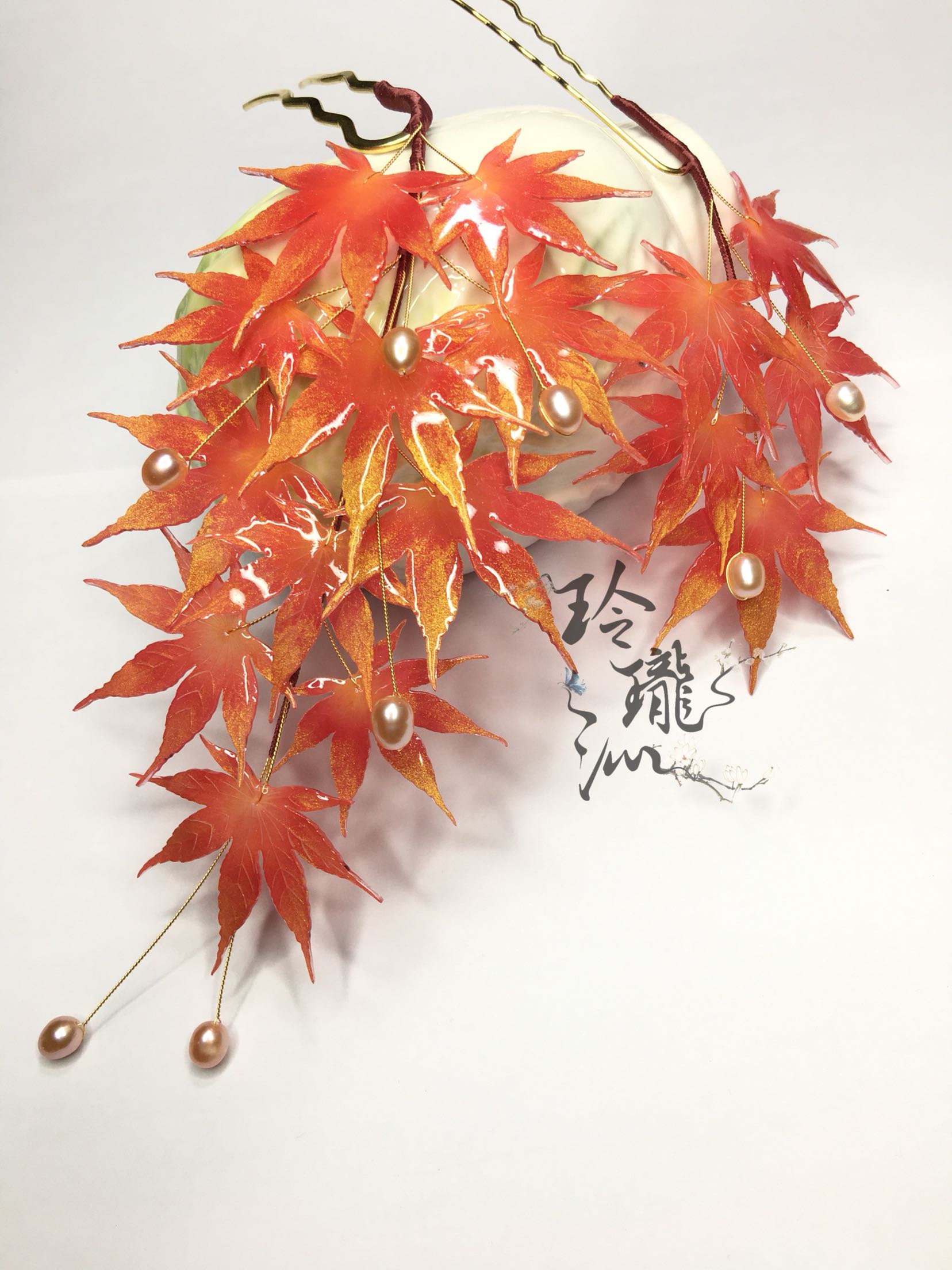 玲珑仿真枫叶发簪古风汉服头饰