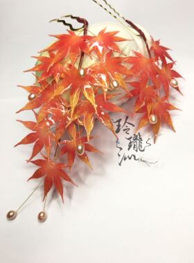 玲珑仿真枫叶发簪古风汉服头饰