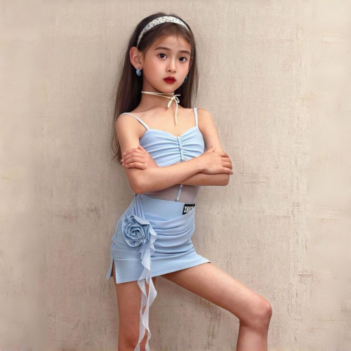 2025新款拉丁舞服女童日常练功服少儿连体波点吊带专业舞裙