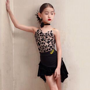 CONNY夏新款拉丁舞服装女豹纹吊带连体上衣舞蹈练功服儿童半身裙