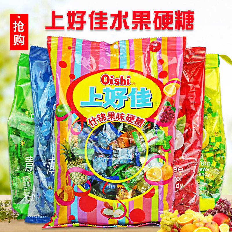上好佳什锦薄荷硬糖混合水果口味500g原装婚庆喜糖休闲怀旧小零食