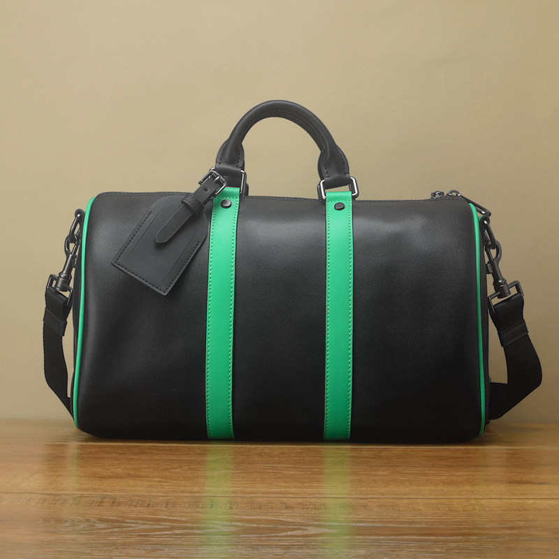 进口牛皮35男士旅行袋 通勤小众大容量健身男单肩斜挎真皮旅行包