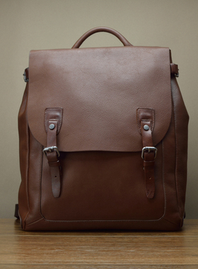 Fima进口小牛皮男双肩包 欧美时尚真皮背包 设计师日韩潮电脑包