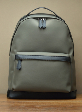 fima进口尼龙配真皮双肩包 经典时尚运动电脑背包 欧美旅行军绿