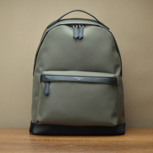 fima进口尼龙配真皮双肩包 时尚 运动电脑背包 欧美旅行军绿 经典