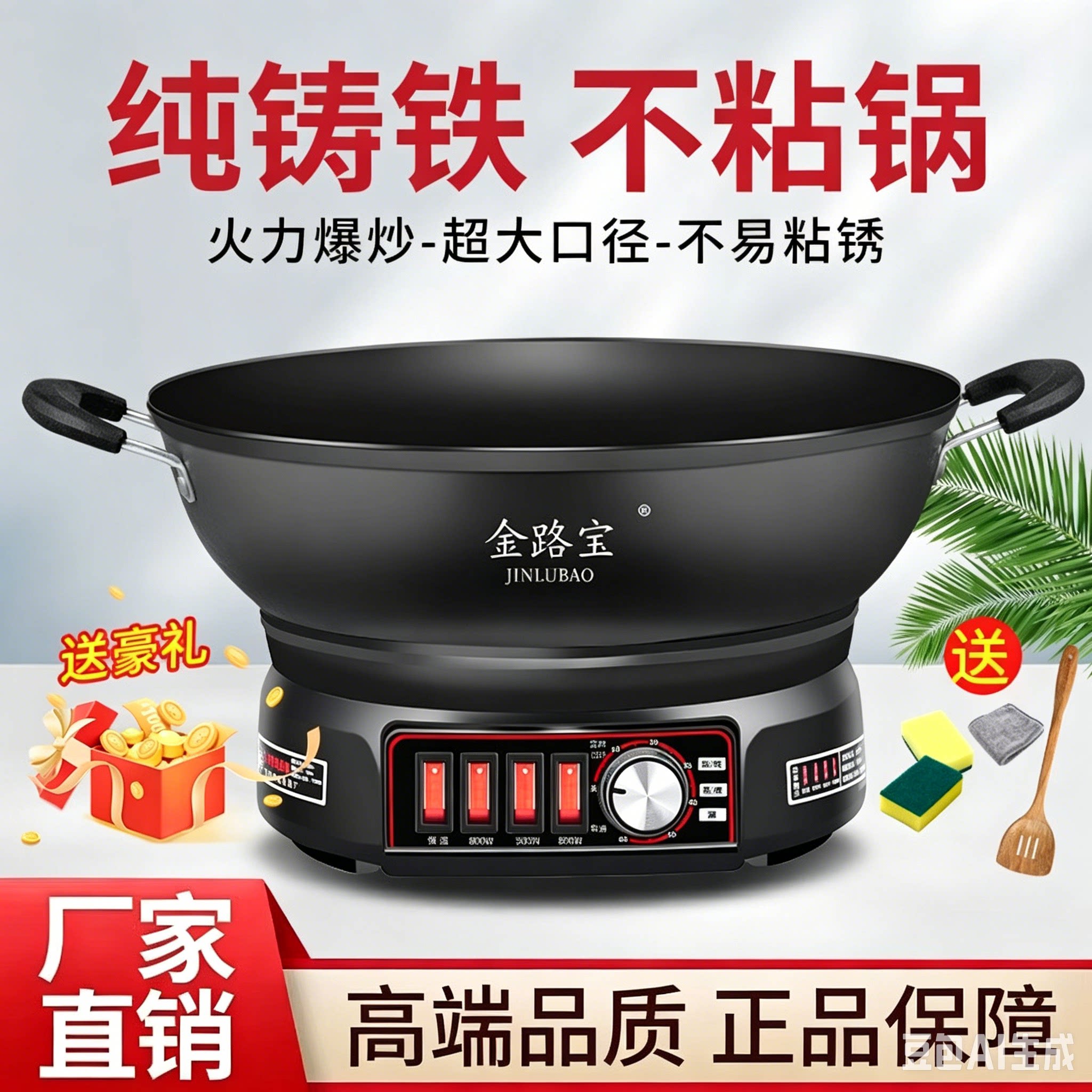 金路宝大功率铸铁电炒锅防干烧