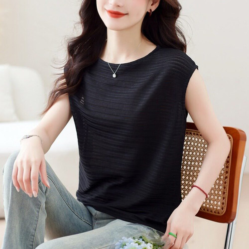 百搭薄款拼接冰丝女士宽松
