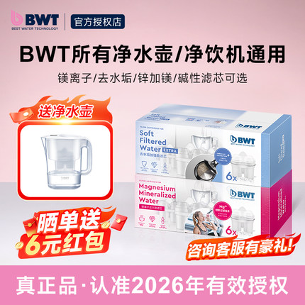 德国BWT倍世滤芯净水器家用净水壶厨房滤水壶过滤去水垢通用正品