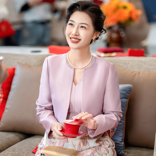 优雅风长袖 深V领淡紫色礼服女宴会气质高级感平时可穿