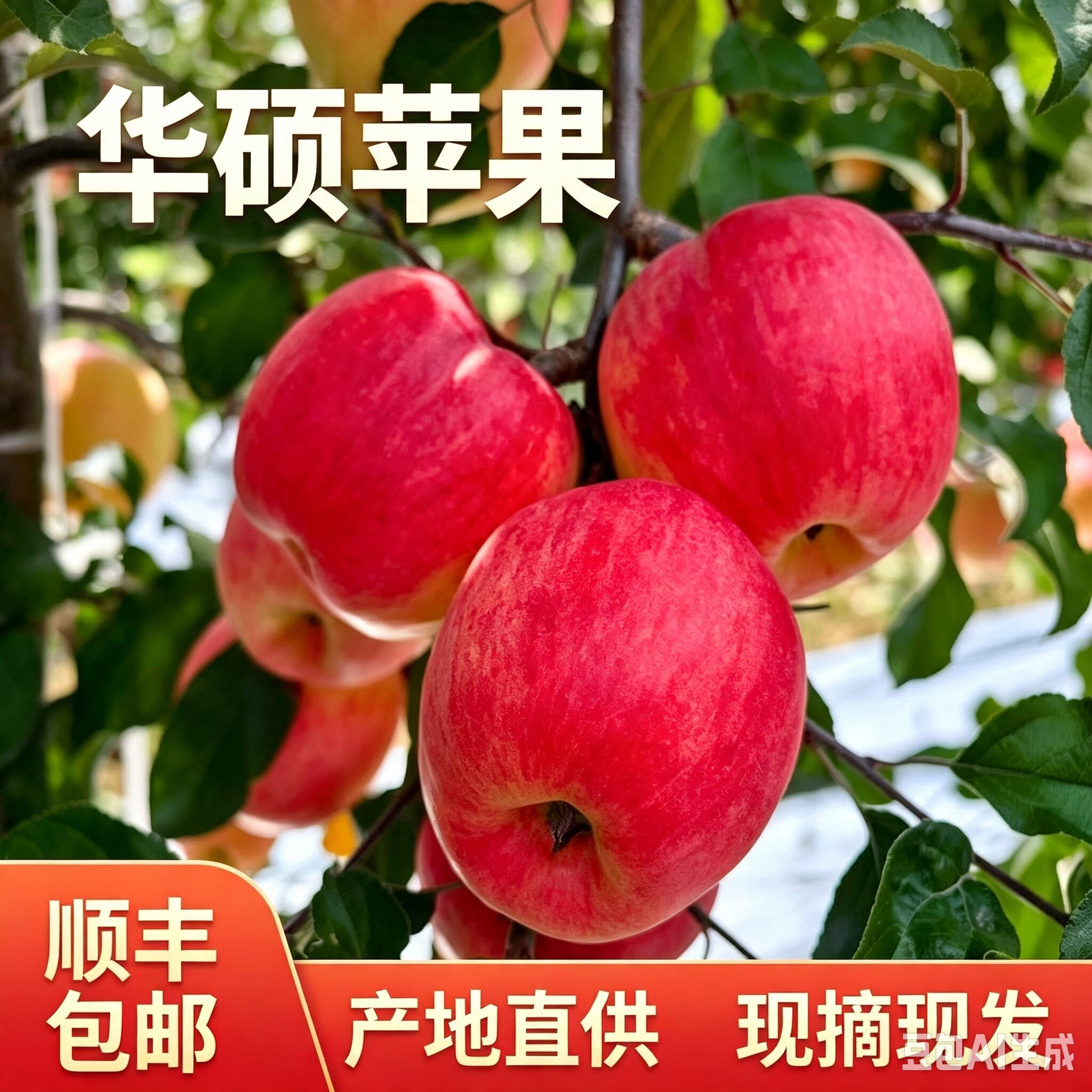 陕西高原华硕苹果脆甜多汁现摘