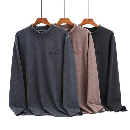半高领t恤男长袖2021秋冬新款双面绒德绒打底衫内搭修身保暖上衣