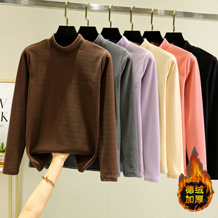 t恤上衣洋气 长袖 半高领德绒打底衫 女秋冬内搭春秋百搭2020年新款