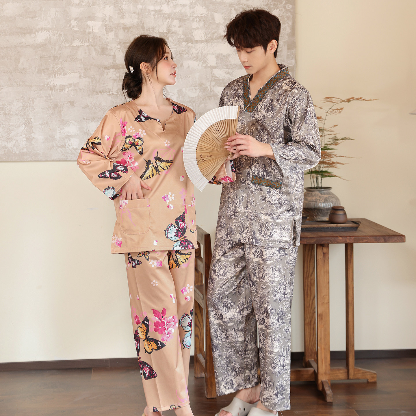 贡缎长袖汉蒸服家居服睡衣男女情侣桑拿洗浴服洗浴中心美容服大码,居家布艺,汗蒸服,淘宝优惠券,粉丝福利购,淘宝优惠卷