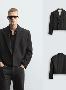 Z2025冬季新品 男装 短款百搭简约细条纹休闲西装上衣外套6983363