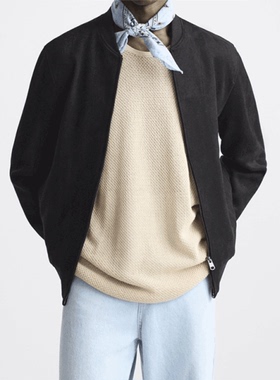 西班牙Z!质鹿皮绒秋季新品 男装 休闲棒球立领夹克外套8574434