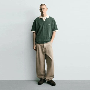 ZA春夏季 POLO衫 新品 宽松刺绣提花短袖 4087809 男装 柜329