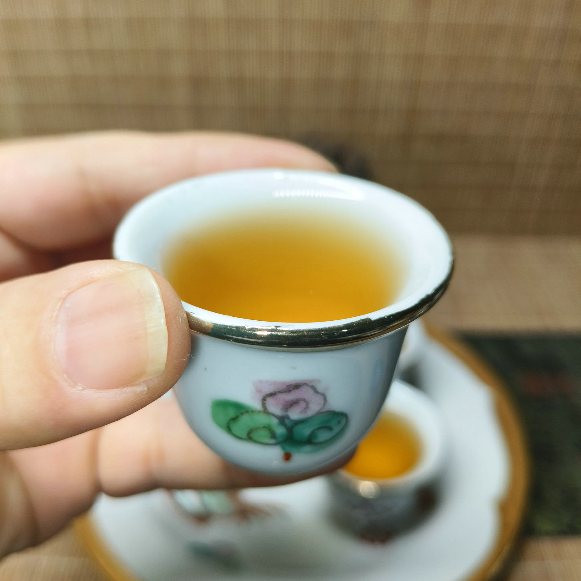包老/景德镇567老厂瓷/原矿料手绘粉彩金斗方令盅小酒杯/功夫茶杯