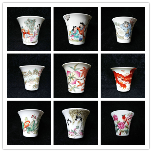 景德镇厂货瓷/手绘粉彩浅绛彩马蹄杯普洱茶盅/收藏把玩复古品茗杯,餐饮具,茶杯,淘宝优惠券,粉丝福利购,淘宝优惠卷