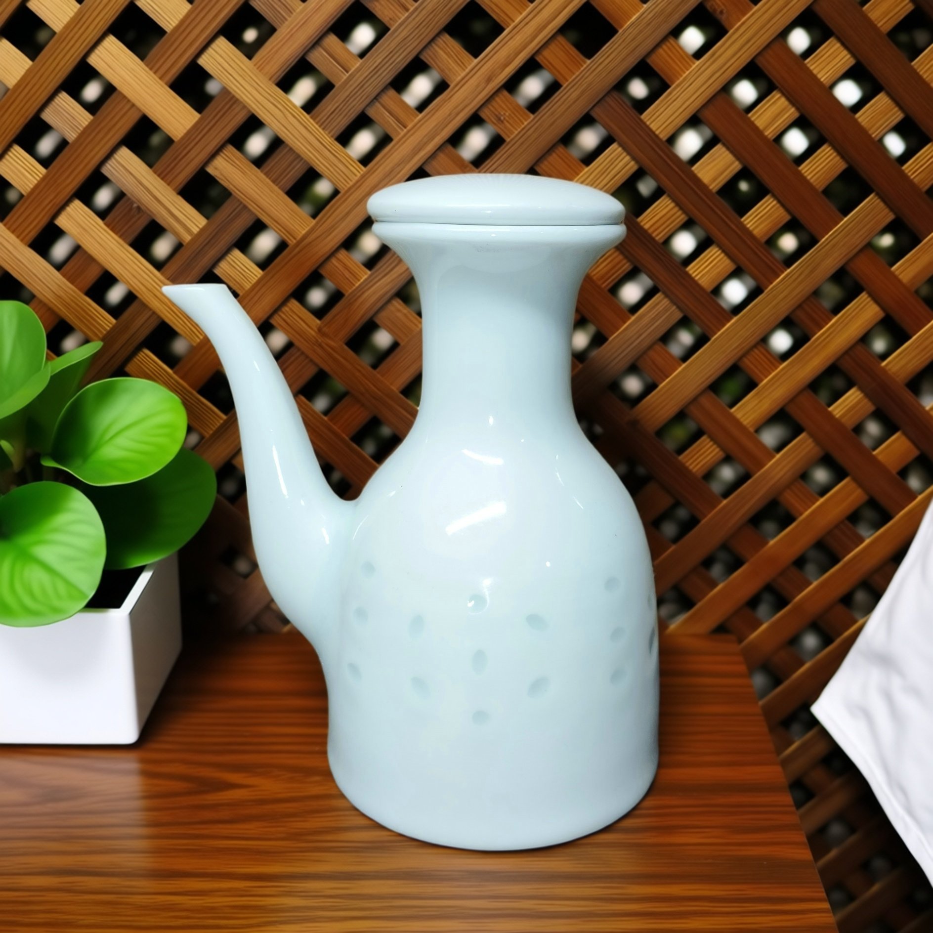 包老景德镇567老厂货瓷/光明瓷厂老矿料白玲珑酱油壶/醋壶/小酒壶