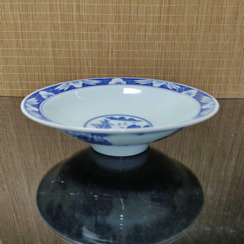 景德镇瓷器/人民瓷厂款高白釉青花山水福禄寿8高足盘/果盘,餐饮具,盘,淘宝优惠券,粉丝福利购,淘宝优惠卷