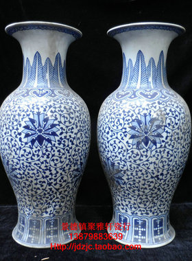 文革老厂货建国柴窑青花鱼尾瓶