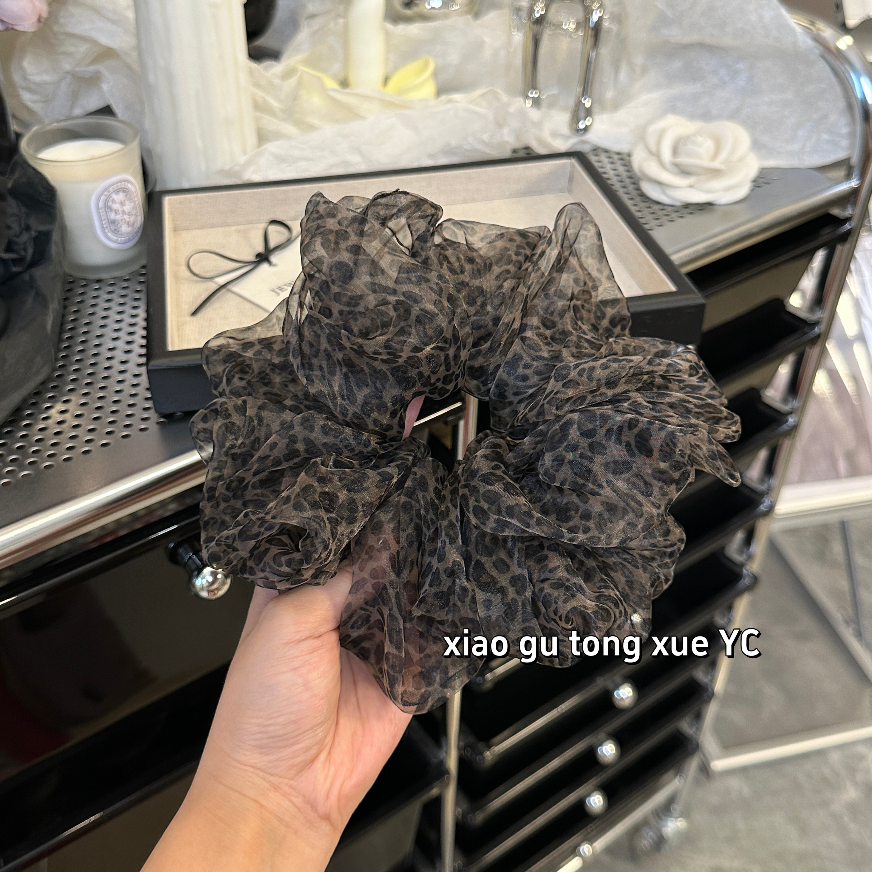 超大号欧根纱豹纹大肠发圈