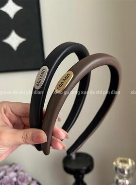 韩版银黑系百搭皮质发箍