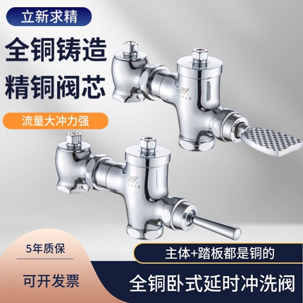 立新求精大便阀手按式大便冲洗阀厕所蹲坑冲水阀门延时自闭式全铜