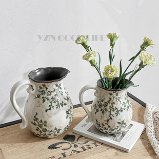 美式复古陶瓷花瓶摆件客厅水培玫瑰插花高级感田园风装饰品新中式