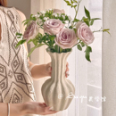 素烧陶瓷花瓶细长侘寂风高级感法式 饰摆件 复古客厅插花干花餐桌装