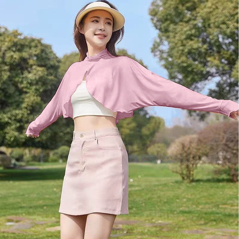 披肩防晒女夏季新款原纱斗篷防晒衣骑车开车遮阳大码冰丝透气外套