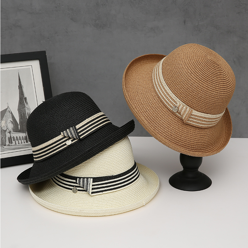 草帽逛街休闲女春夏大檐蝴蝶结
